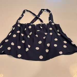Anthropologie navy and white polka dot top size 4